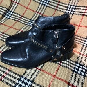 Zara Black Calf Skin Moto Boots